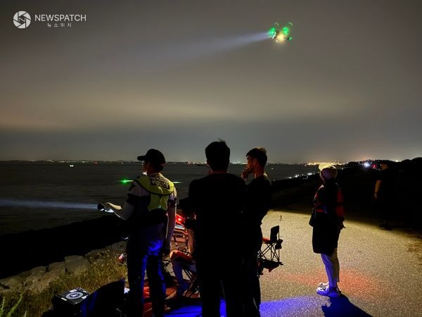 ▲대조기 기간 충남북부 해양재난구조대 드론수색대와 합동순찰 / 사진제공=평택해경