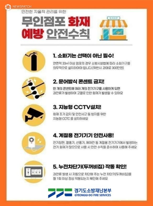 ▲무인점포 화재예방 안전수칙 / 홍보물제공=화성소방서