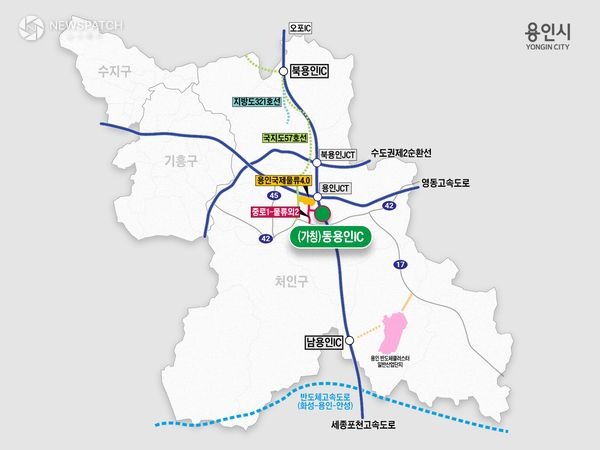 ▲동용인IC 위치와 인근 주요 도로망