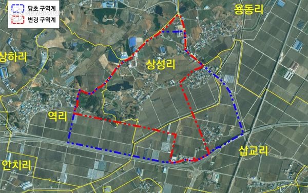 ▲토지거래허가구역 조정 / 도면제공=에산군
