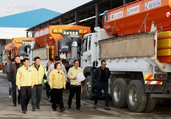 ▲제설작업장 점검 / 사진제공=안성시