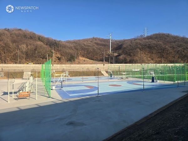 ▲성남시 판교 대장저류지에 조성한 농구장