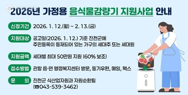 ▲가정용 음식물 감량기 지원 안내문
