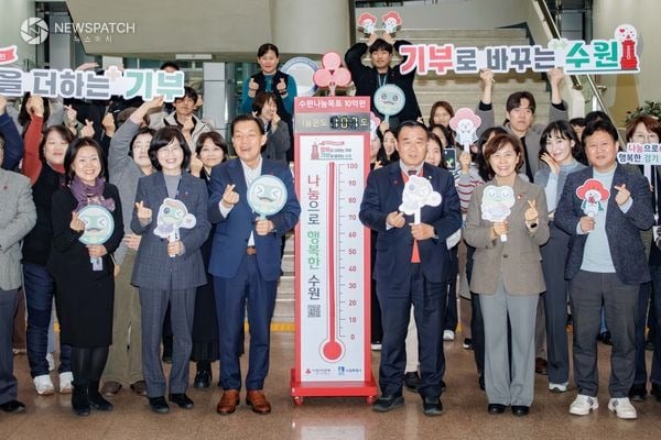 ▲수원특례시 ‘사랑의 온도탑’, 올해도 100℃ 넘어