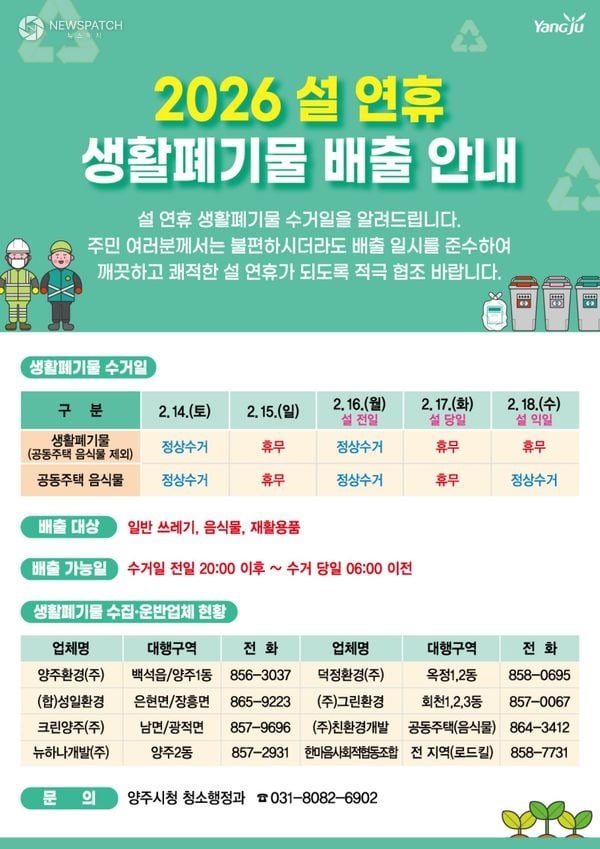 ▲양주시, 설 연휴 대비 생활폐기물 관리 