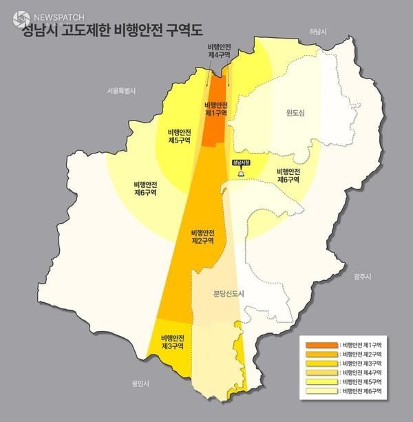 ▲성남시 고도제한 비행안전 구역도