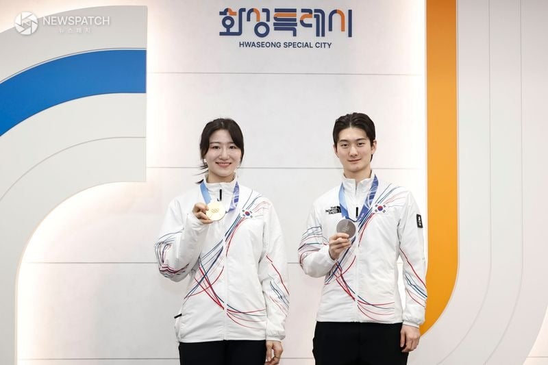 ▲노도희 선수와 신동민 선수