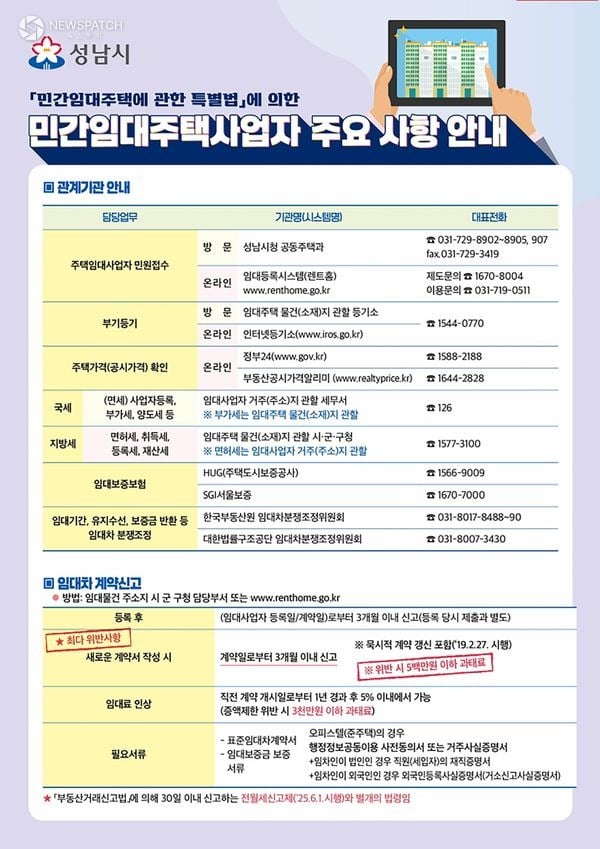 ▲민간임대주택사업자 안내문