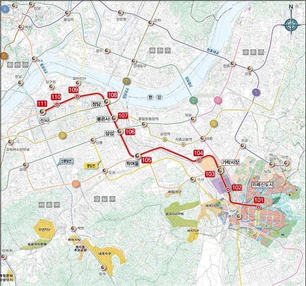 ▲위례신사선 노선도 / 이미지제공=성남시
