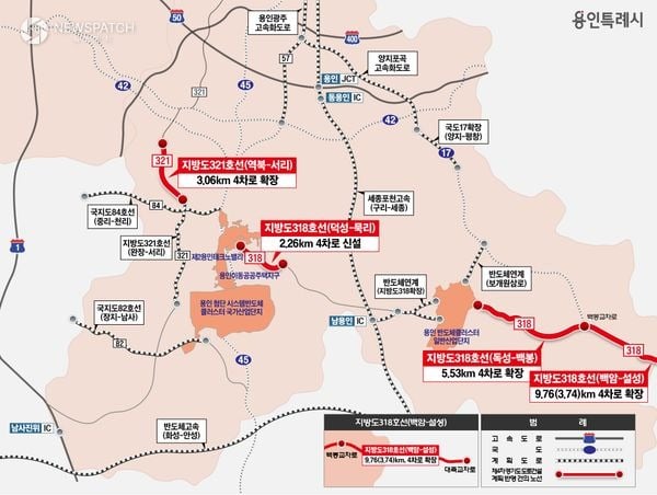 ▲제4차 경기도 도로 건설 계획에 반영한 4개 노선 / 이미지제공=
