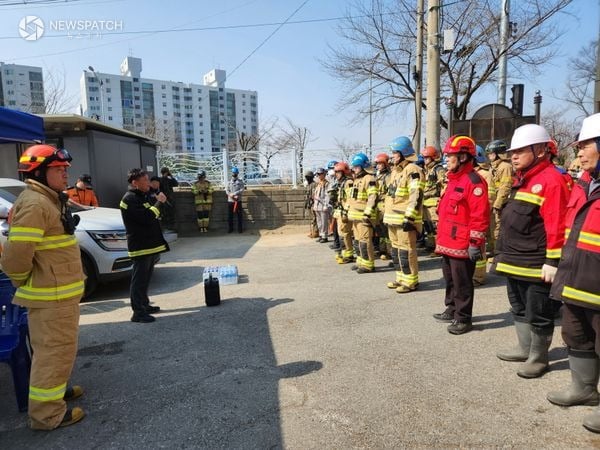 ▲산불 대응 유관기관 합동 소방훈련 실시 / 사진제공=안성시