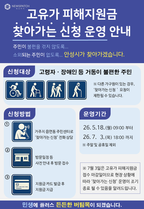 ▲ ‘찾아가는 고유가 피해지원금 신청’ 운영 / 포스터=안성시