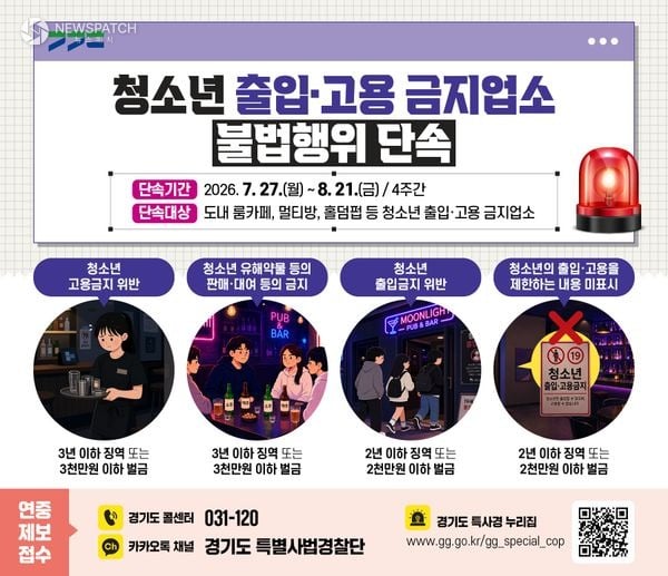 ▲ 청소년 출입·고용 금지업소 불법행위 단속 / 이미지=경기도