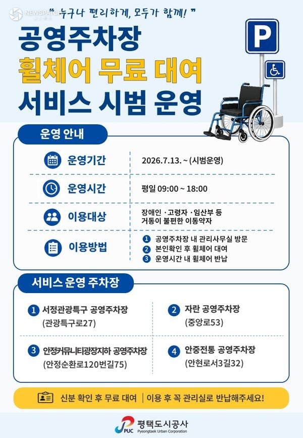 ▲ 공영주차장 휠체어 대여 서비스 안내문 / 이미지=