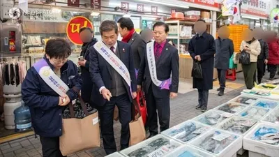 진천군의회, 지역경제 활성화 설맞이 장보기 행사 진행